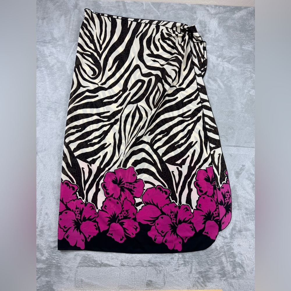 Westbound Beach Wraparound Os Zebra And Floral Print Womens GUC